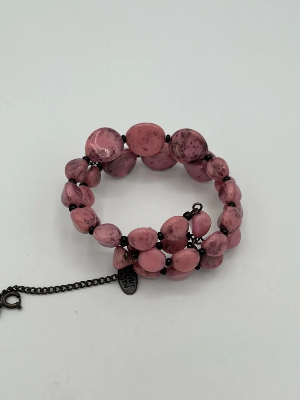 Rare Signed Miriam Haskell Mint Pink Art Glass Necklace Bracelet Set